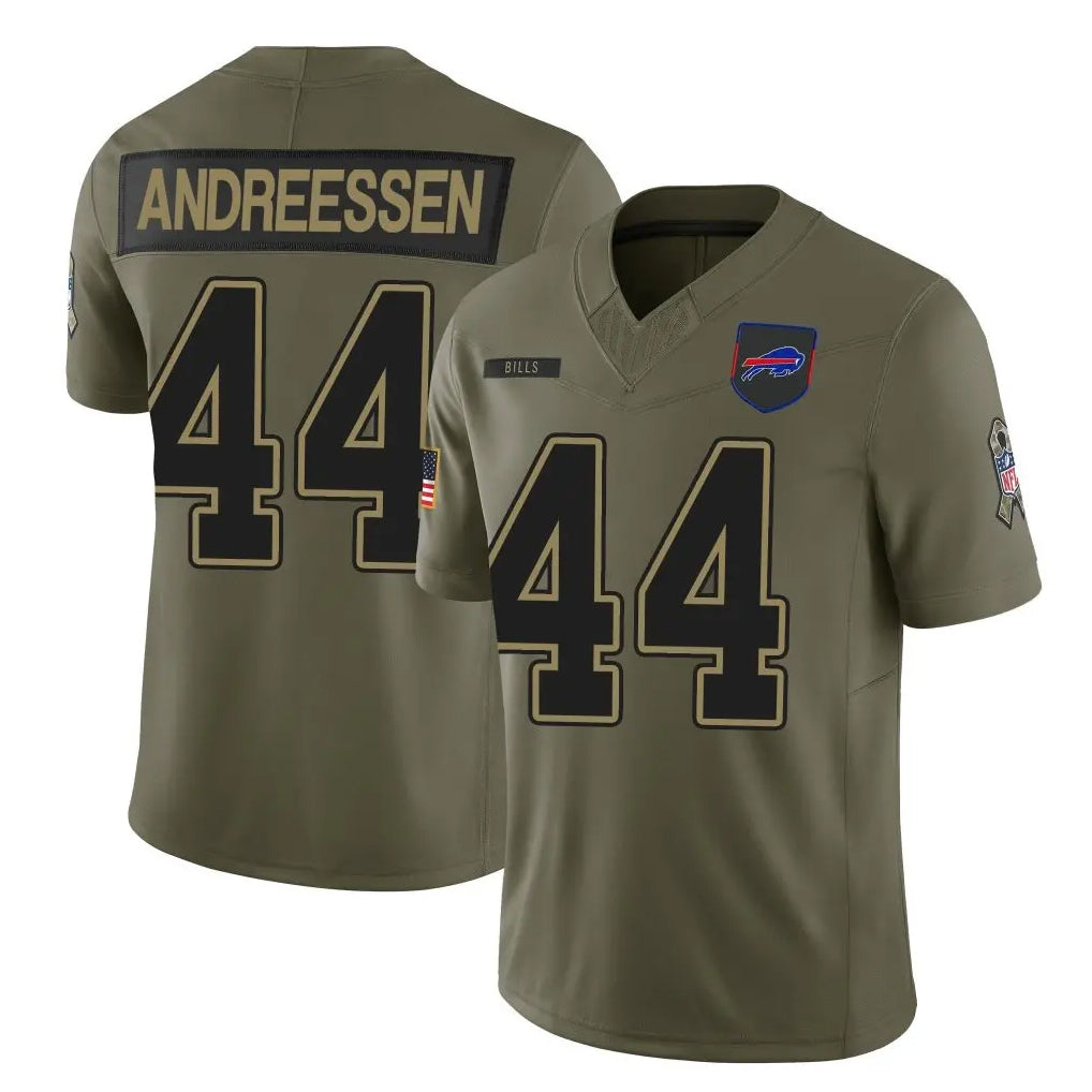 B.Bills #44 Joe Andreessen Player Olive Salute to Service Vapor F.U.S.E. Limited Ldoa Stitched Jerseys