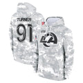 LA.Rams #91 Kobie Turner Player Arctic Camo Salute to Service Hoodies Limited Game Ldoa Stitched Jerseys