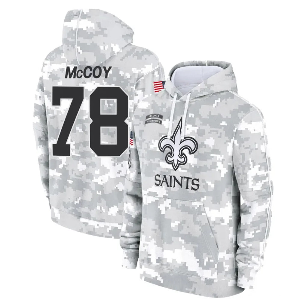 NO.Saints #78 Erik McCoy Player Arctic Camo Salute to Service Pullover Hoodies Limited Game Ldoa Stitched Jerseys