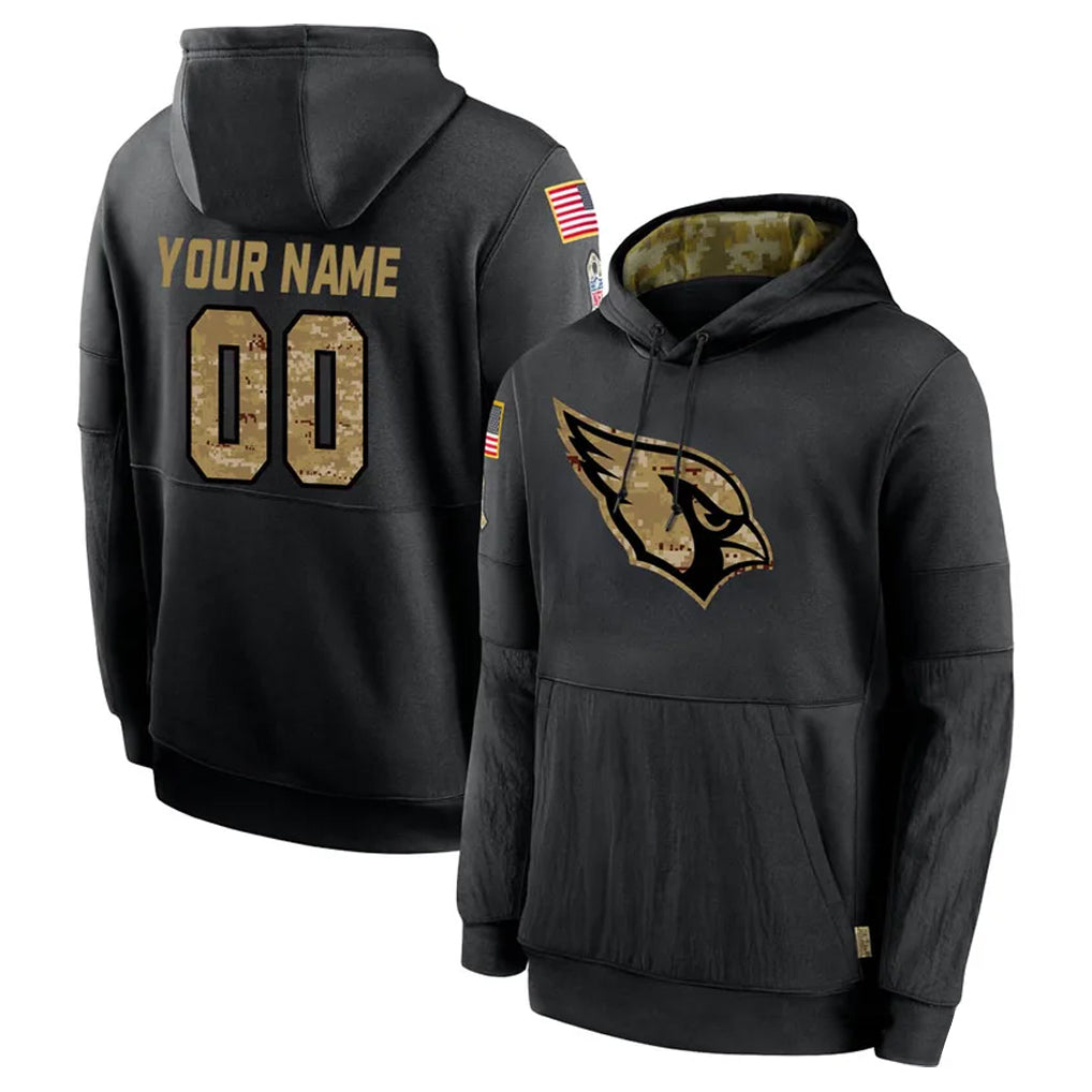 Custom A.Cardinals Black Salute to Service Hoodies Any Name & Numbers Ldoa Stitched Jerseys