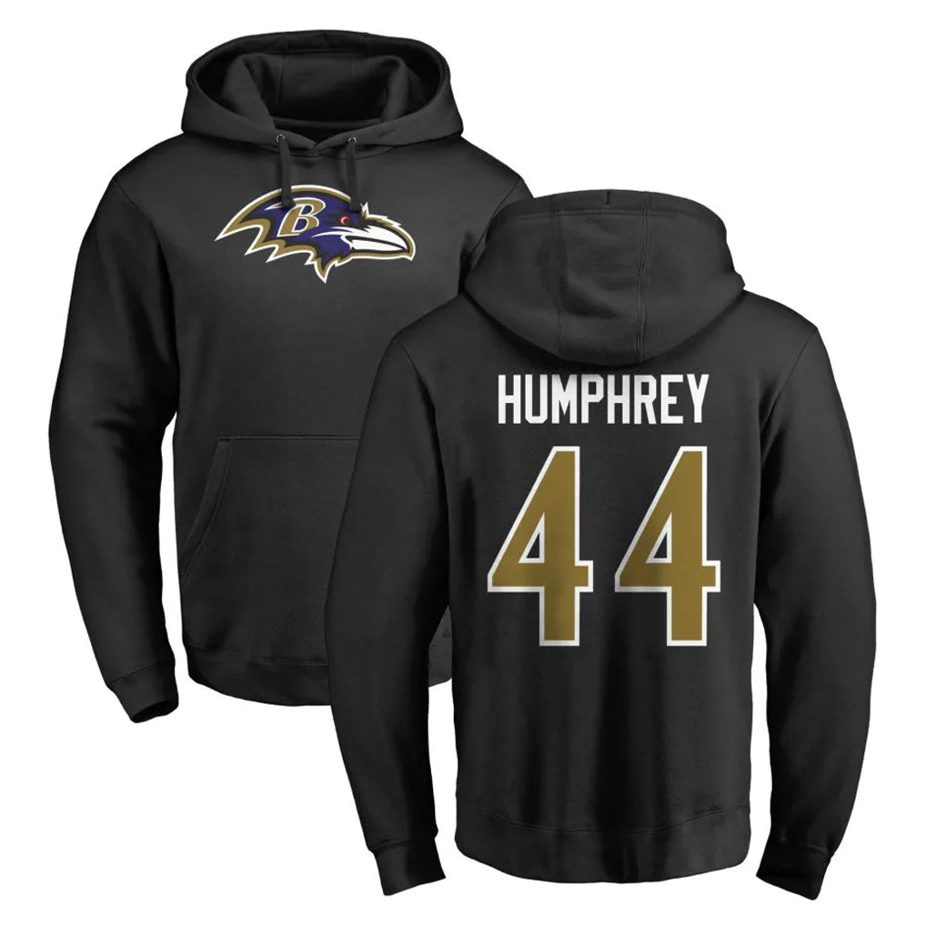 B.Ravens #44 Marlon Humphrey Player Black Pullover Hoodie Ldoa Stitched Jerseys