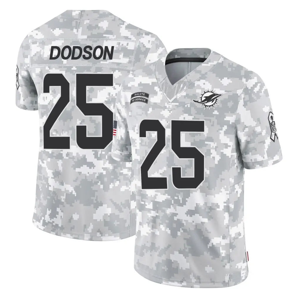 M.Dolphins #25 Tyrel Dodson Player Arctic Camo Salute To Service Limited Game Ldoa Stitched Jerseys