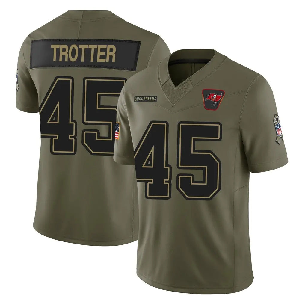 TB.Buccaneers #45 Josiah Trotte Player Olive 2025 Salute To Service Limited Home Game Ldoa Stitched Jerseys
