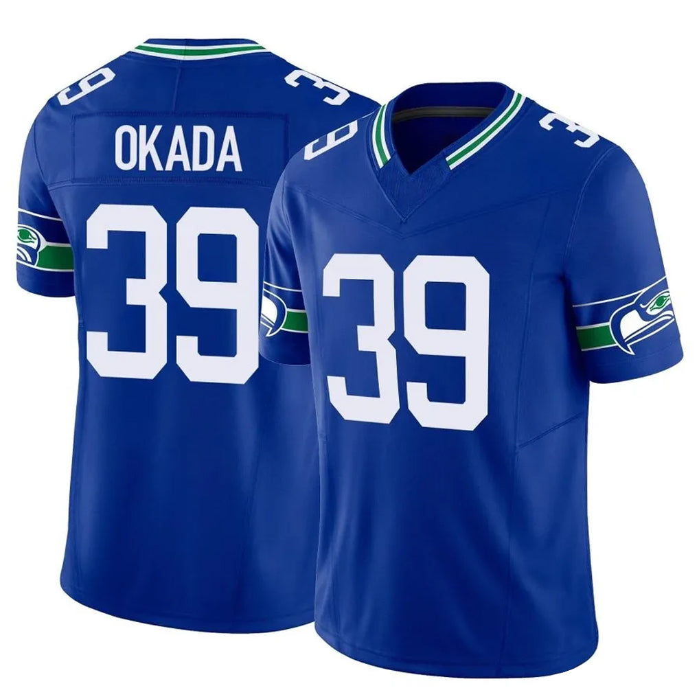 S.Seahawks #39 Ty Okada Player Royal Limited Throwback Vapor F.U.S.E. Home Game Ldoa Stitched Jerseys