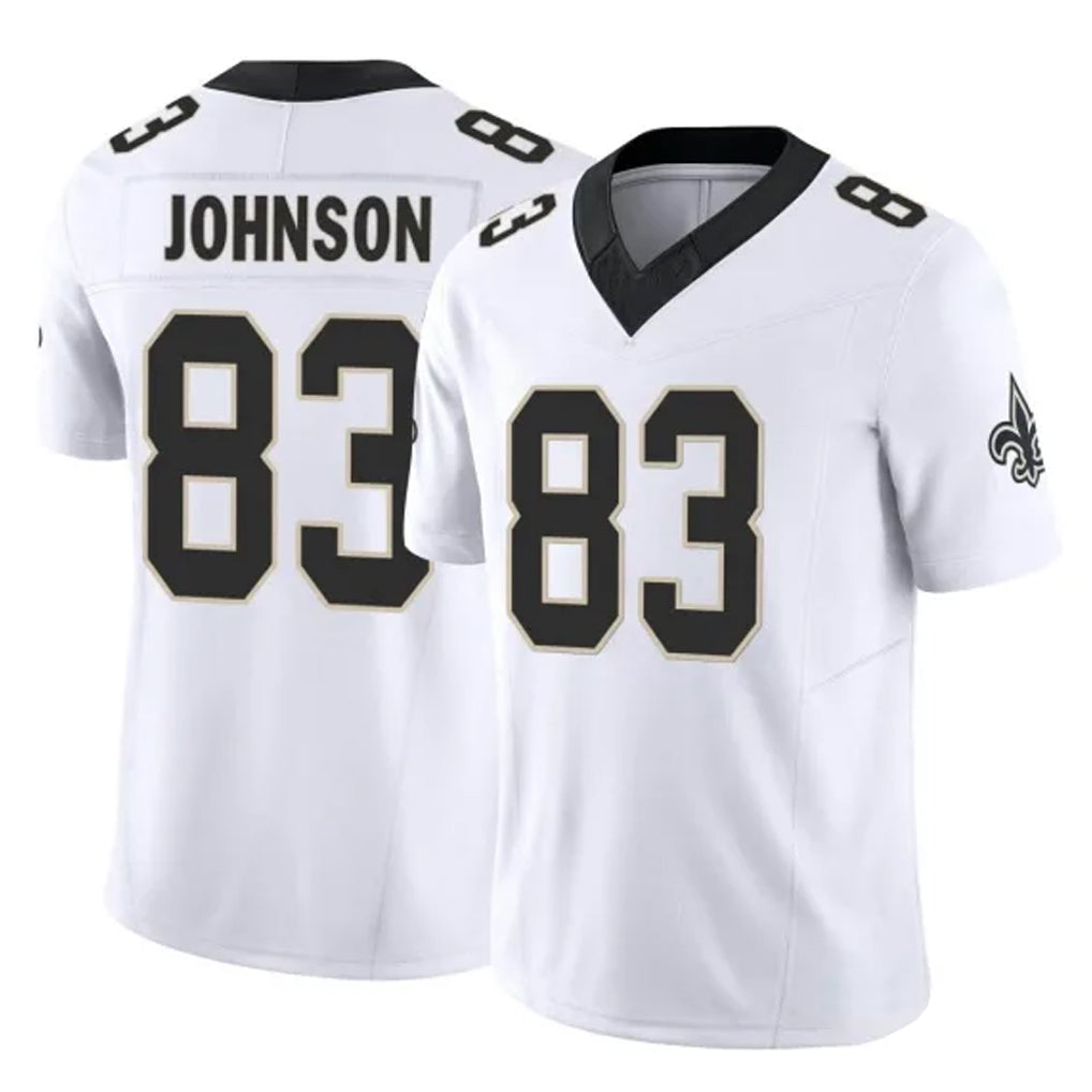 NO.Saints #83 Juwan Johnson Player White Limited Vapor F.U.S.E. Home Game Ldoa Stitched Jerseys