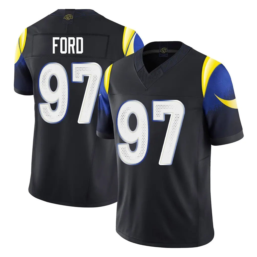 LA.Rams #97 Poona Ford Player Black Midnight Rivalries Collection Limited Home Game Ldoa Stitched Jerseys
