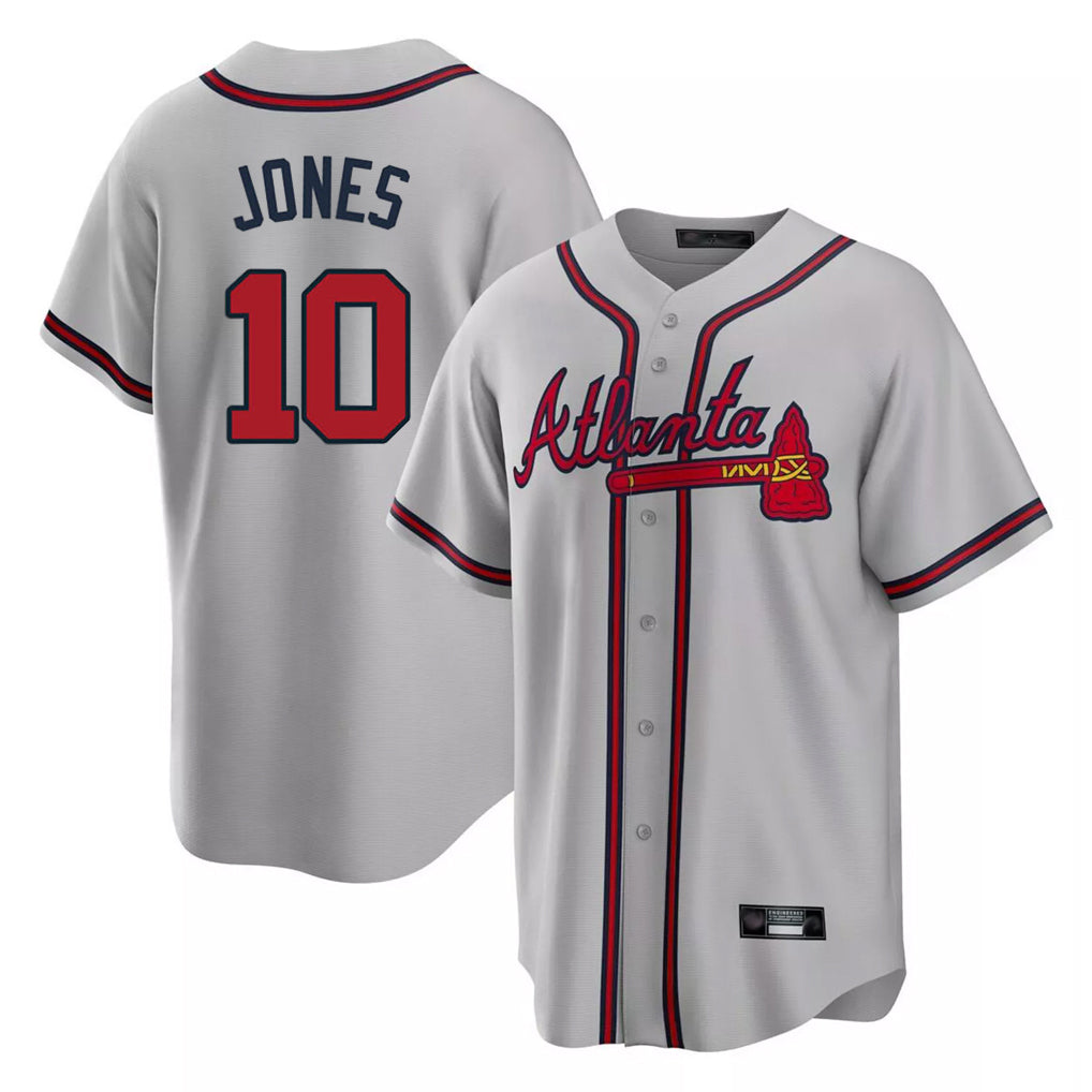 A.Braves #10 Chipper Jones Player Gray Home Game Ldoa Stitched Jerseys