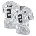 LV.Raiders #2 Ashton Jeanty Player Arctic Camo Salute To Service Limited Game Ldoa Stitched Jerseys