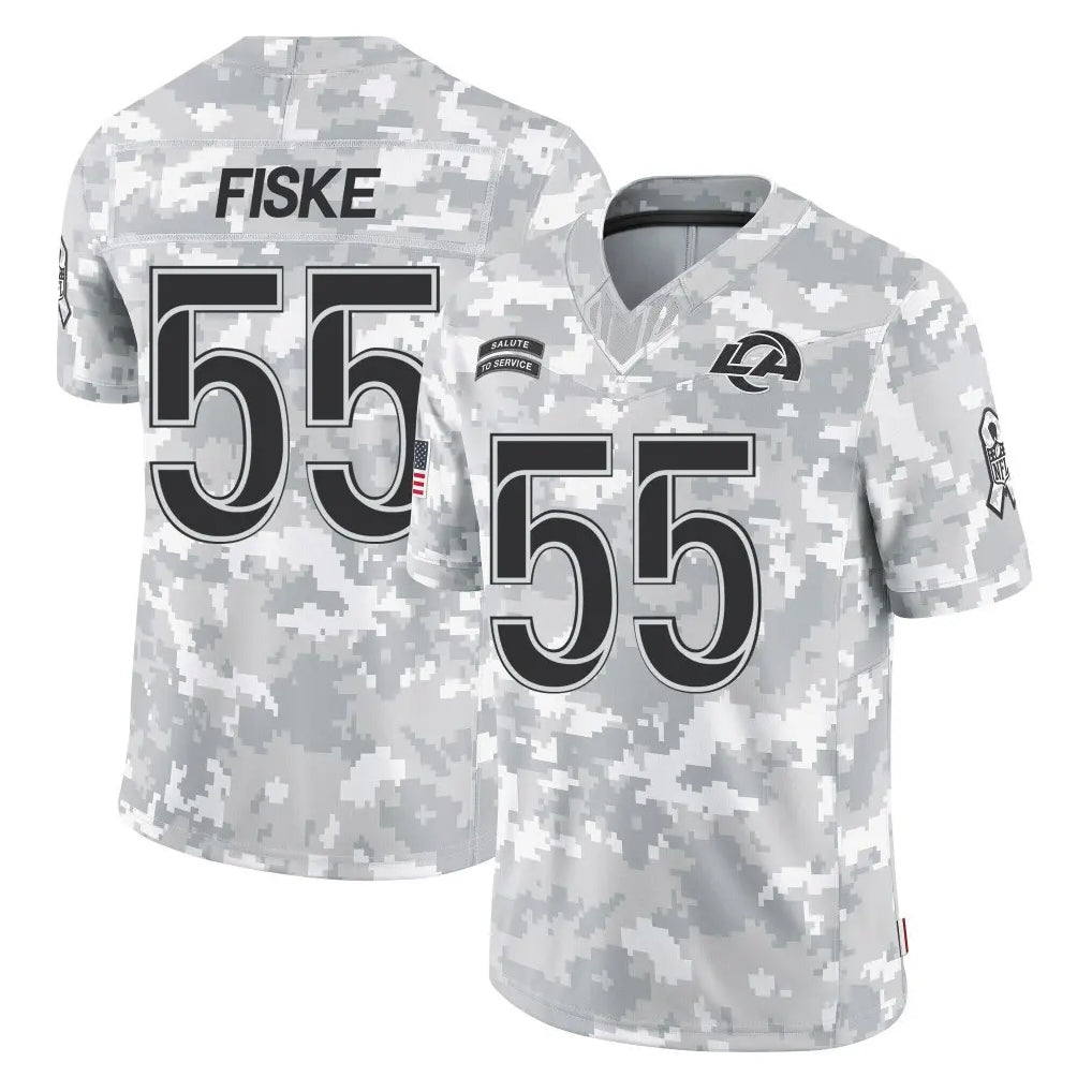 LA.Rams #55 Braden Fiske Player Arctic Camo Salute To Service Limited Game Ldoa Stitched Jerseys
