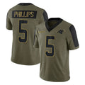 C.Panthers #5 Jaelan Phillips Player Olive Salute to Service Limited Game Ldoa Stitched Jerseys