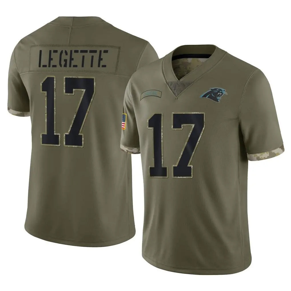 C.Panthers #17 Xavier Legette Player Olive Salute to Service Game Ddoa Ldoa Stitched Jerseys
