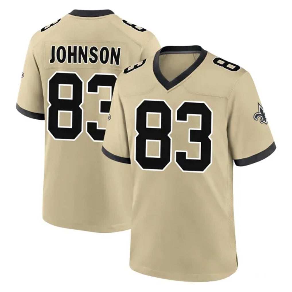NO.Saints #83 Juwan Johnson Player Gold Home Game Ldoa Stitched Jerseys