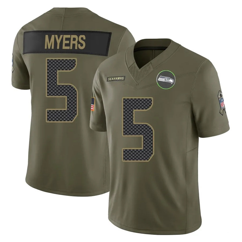 S.Seahawks #5 Jason Myers Player Olive 2025 Salute To Service Limited Home Game Ldoa Stitched Jerseys