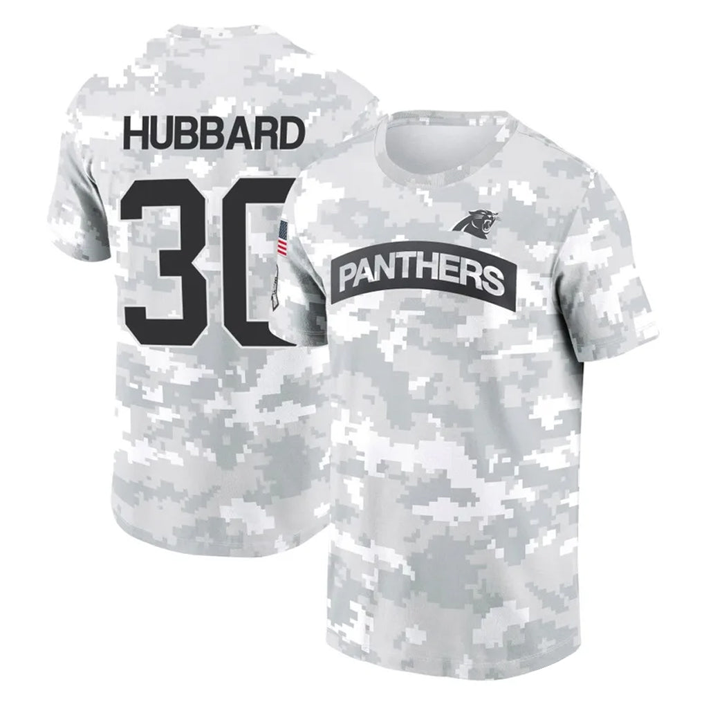 C.Panthers #30 Chuba Hubbard Player Arctic Camo Salute to Service T-Shirt Hoodies Ldoa Stitched Jerseys