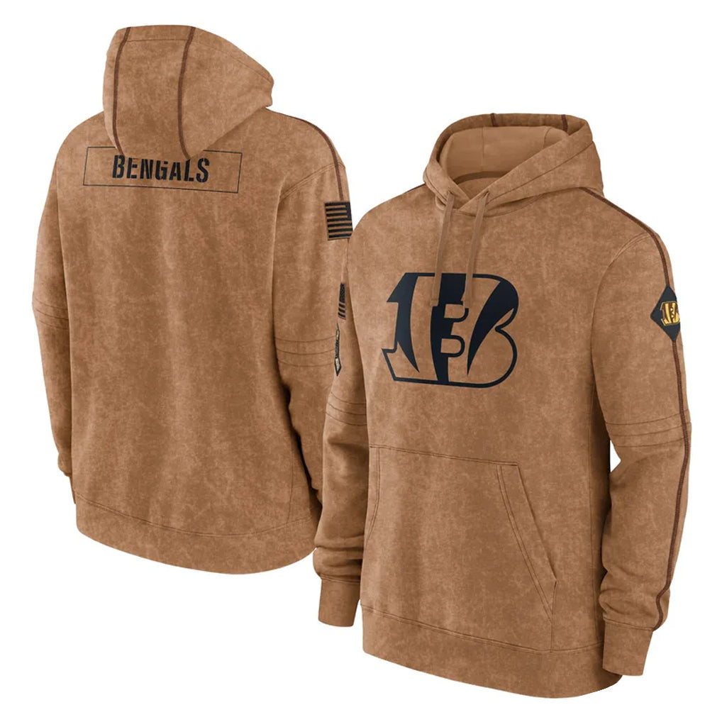 C.Bengals ## Bengals Blank Player Brown Salute to Service Pullover Hoodie Limited Ldoa Stitched Jerseys