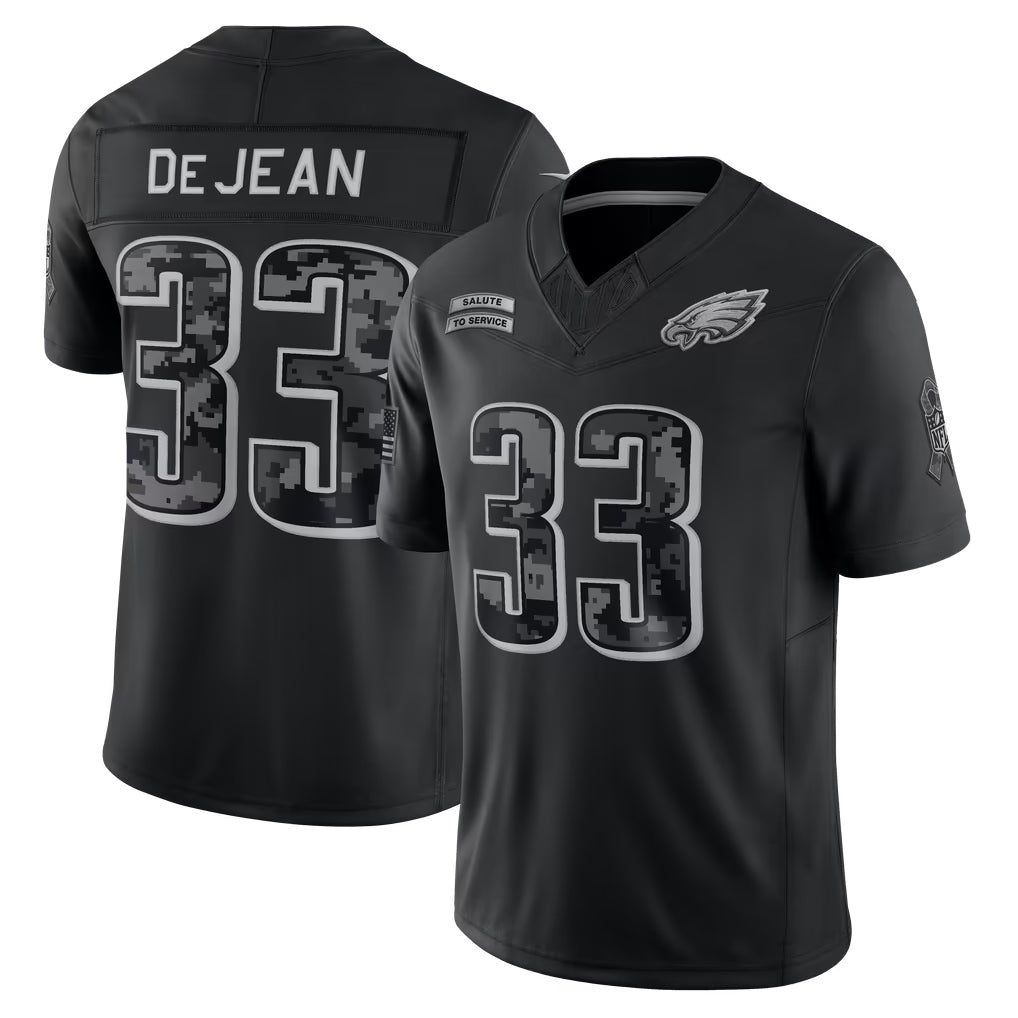 P.Eagles #33 Cooper DeJean Player Black Limited 2026 Salute to Service Home Game Ldoa Stitched Jerseys