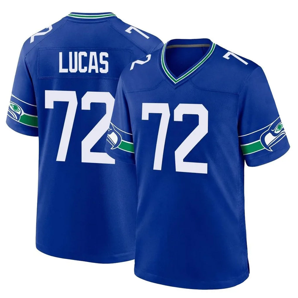 S.Seahawks #72 Abraham Lucas Player Royal Throwback Home Game Ldoa Stitched Jerseys