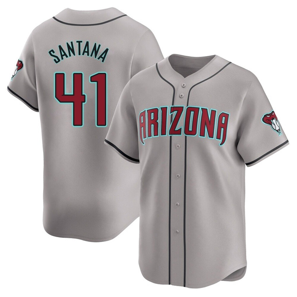 A.Diamondbacks #41 Carlos Santana Player Gray Road Limited Home Game Ldoa Stitched Jerseys