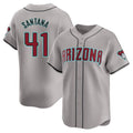 A.Diamondbacks #41 Carlos Santana Player Gray Road Limited Home Game Ldoa Stitched Jerseys