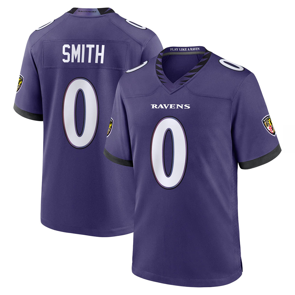 B.Ravens #0 Roquan Smith Player Purple Home Game Ldoa Stitched Jerseys