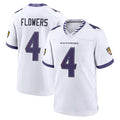 B.Ravens #4 Zay Flowers Player White Home Game Ldoa Stitched Jerseys