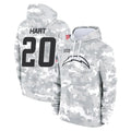 LA.Chargers #20 Cam Hart Player Arctic Camo Salute to Service Hoodies Limited Game Ldoa Stitched Jerseys