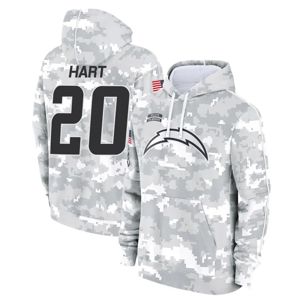 LA.Chargers #20 Cam Hart Player Arctic Camo Salute to Service Hoodies Limited Game Ldoa Stitched Jerseys
