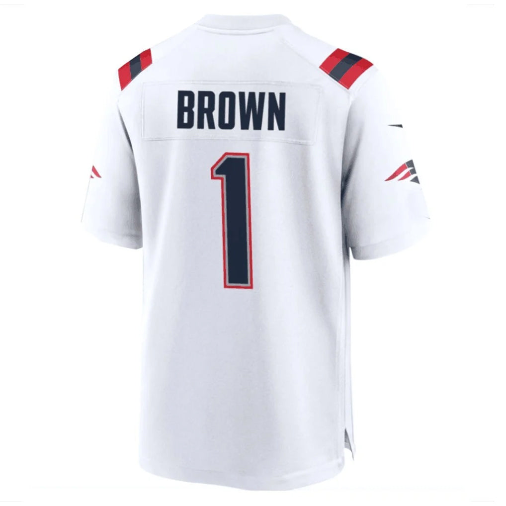 NE.Patriots #1 A.J. Brown Player White Home Game Ldoa Stitched Jerseys