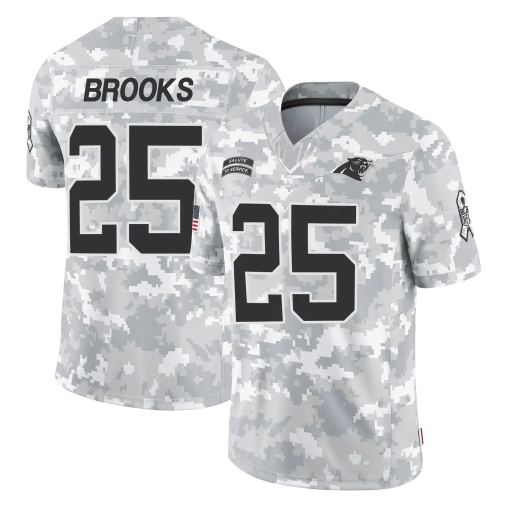 C.Panthers #25 Jonathon Brooks Player Arctic Camo Salute to Service Limited Game Ldoa Stitched Jerseys