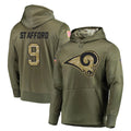 LA.Rams #9 Matthew Stafford Player Olive Salute to Service Pullover Hoodies Home Game Ldoa Stitched Jerseys