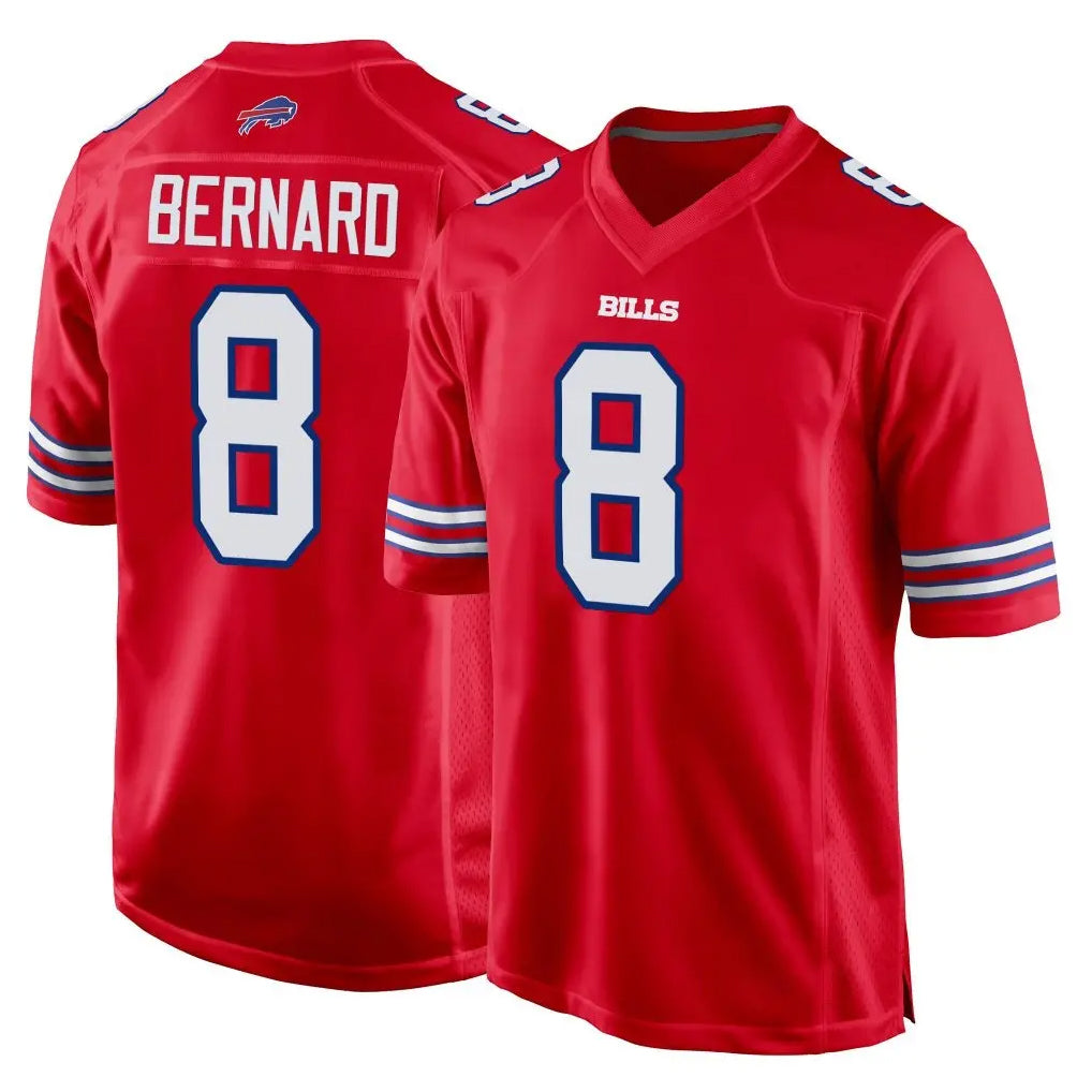B.Bills #8 Terrel Bernard Player Red Home Game Ldoa Stitched Jerseys