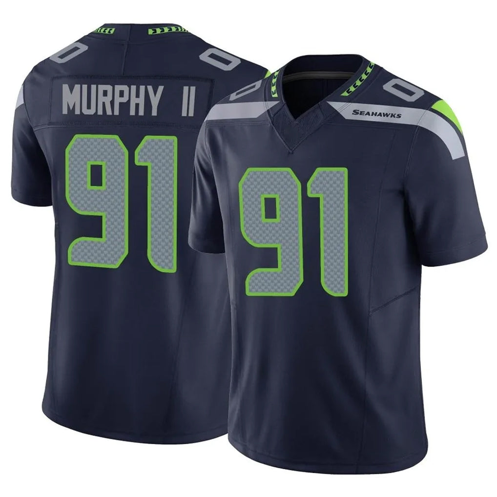 S.Seahawks #91 Byron Murphy II Player Navy Limited Vapor F.U.S.E. Home Game Ldoa Stitched Jerseys