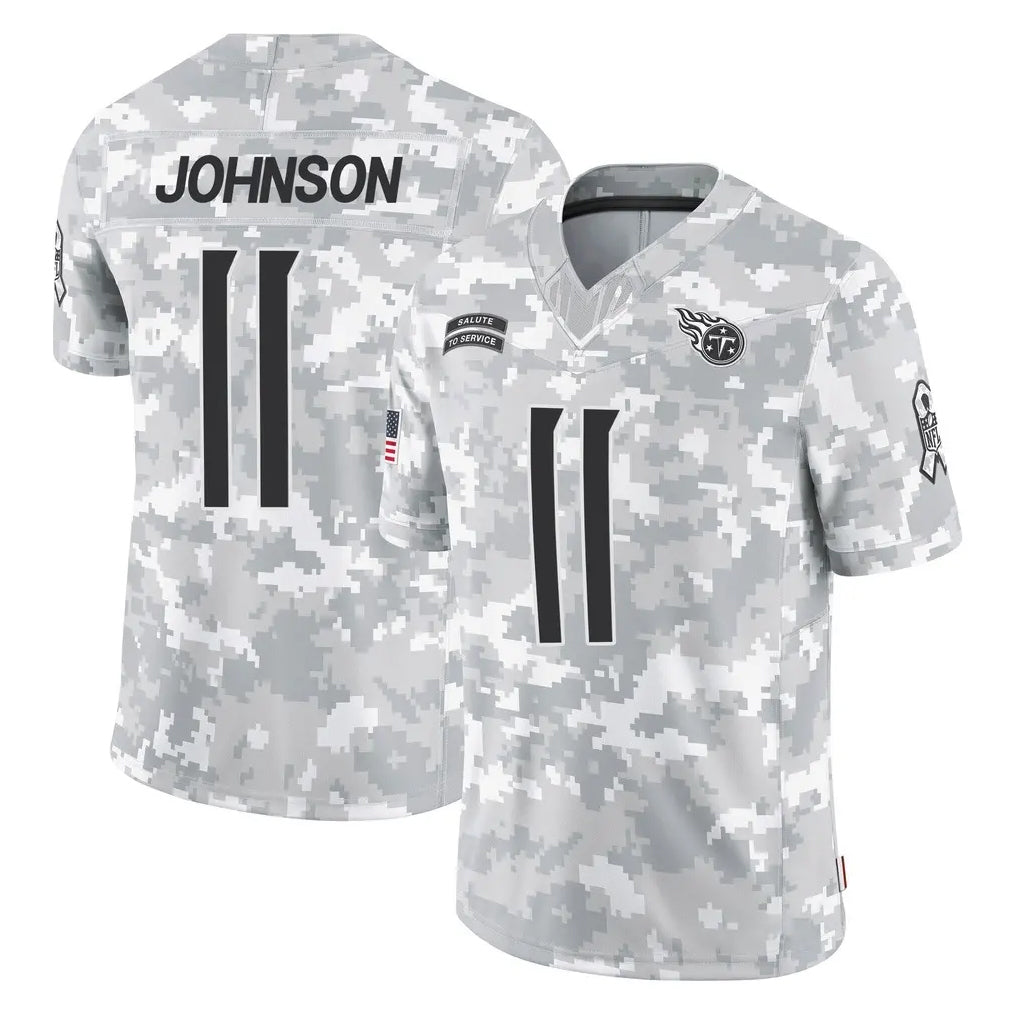 T.Titans #11 Jermaine Johnson II Player Arctic Camo Limited Salute to Service Home Game Ldoa Stitched Jerseys