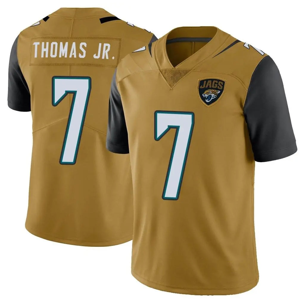 J.Jaguars #7 Brian Thomas Jr. Player Gold Vapor Limited Home Game Ldoa Stitched Jerseys