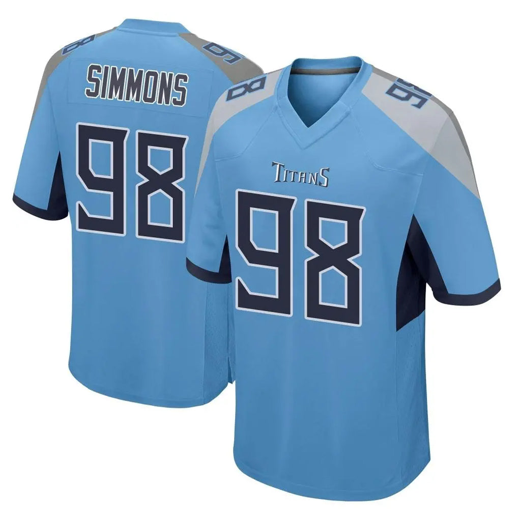 T.Titans #98 Jeffery Simmons Player Light Blue Home Game Ldoa Stitched Jerseys