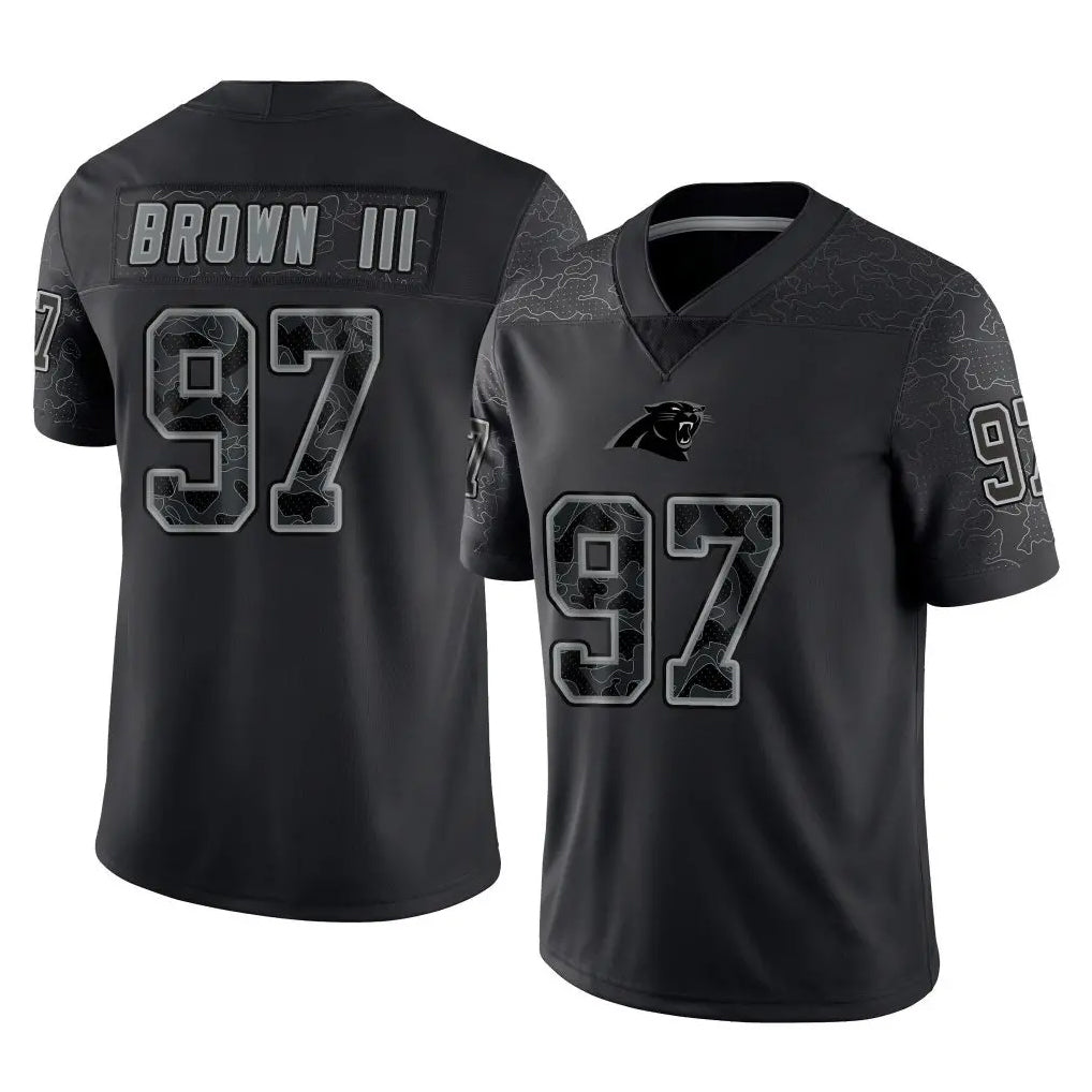 C.Panthers #97 Bobby Brown III Player Black Limited Reflective Game Ldoa Stitched Jerseys