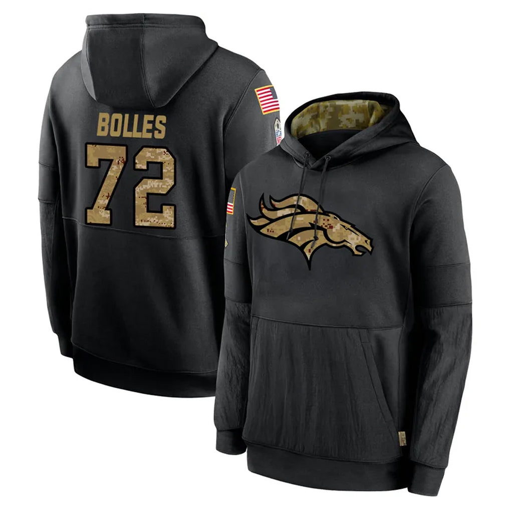 D.Broncos #72 Garett Bolles Player Black Salute to Service Pullover Hoodies Limited Ldoa Stitched Jerseys