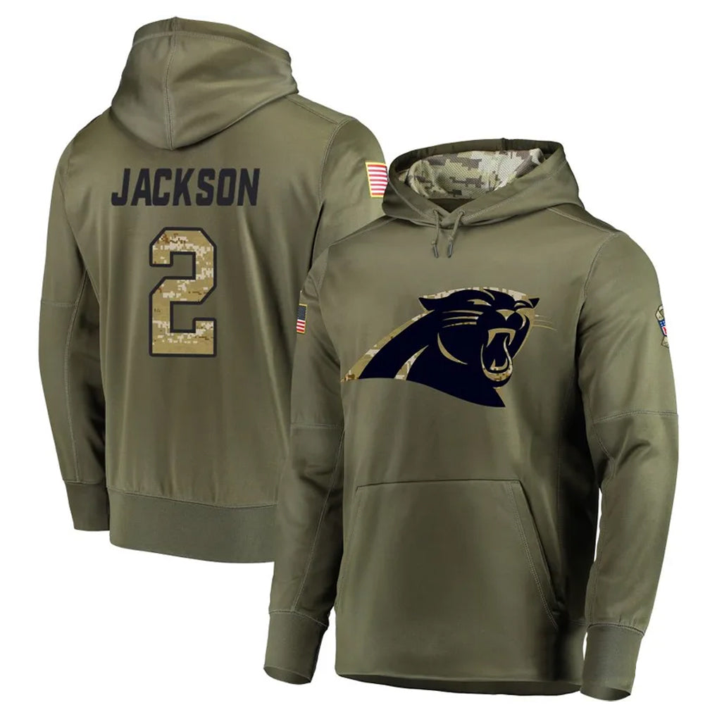 C.Panthers #2 Michael Jackson Player Olive Salute to Service Hoodies Ldoa Stitched Jerseys