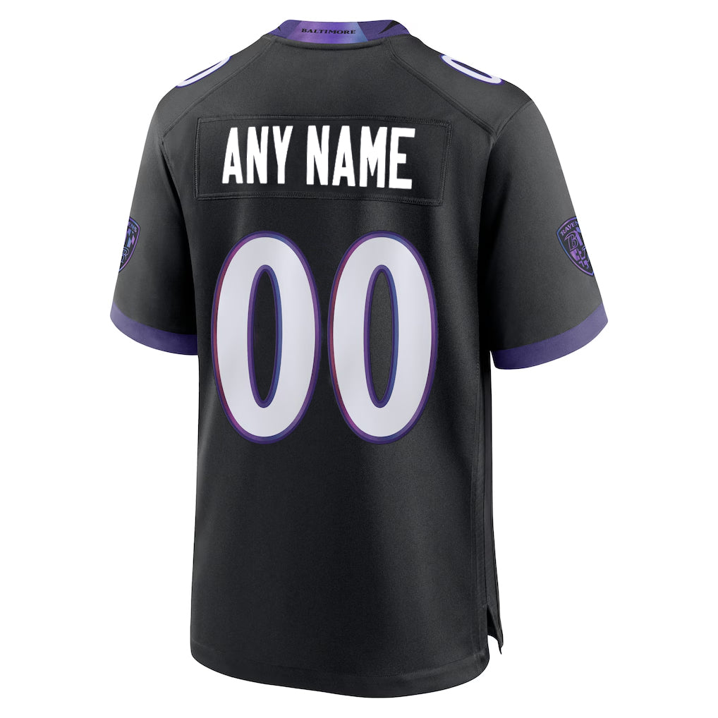 Custom B.Ravens Black Home Game Any Name & Numbers Ldoa Stitched Jerseys