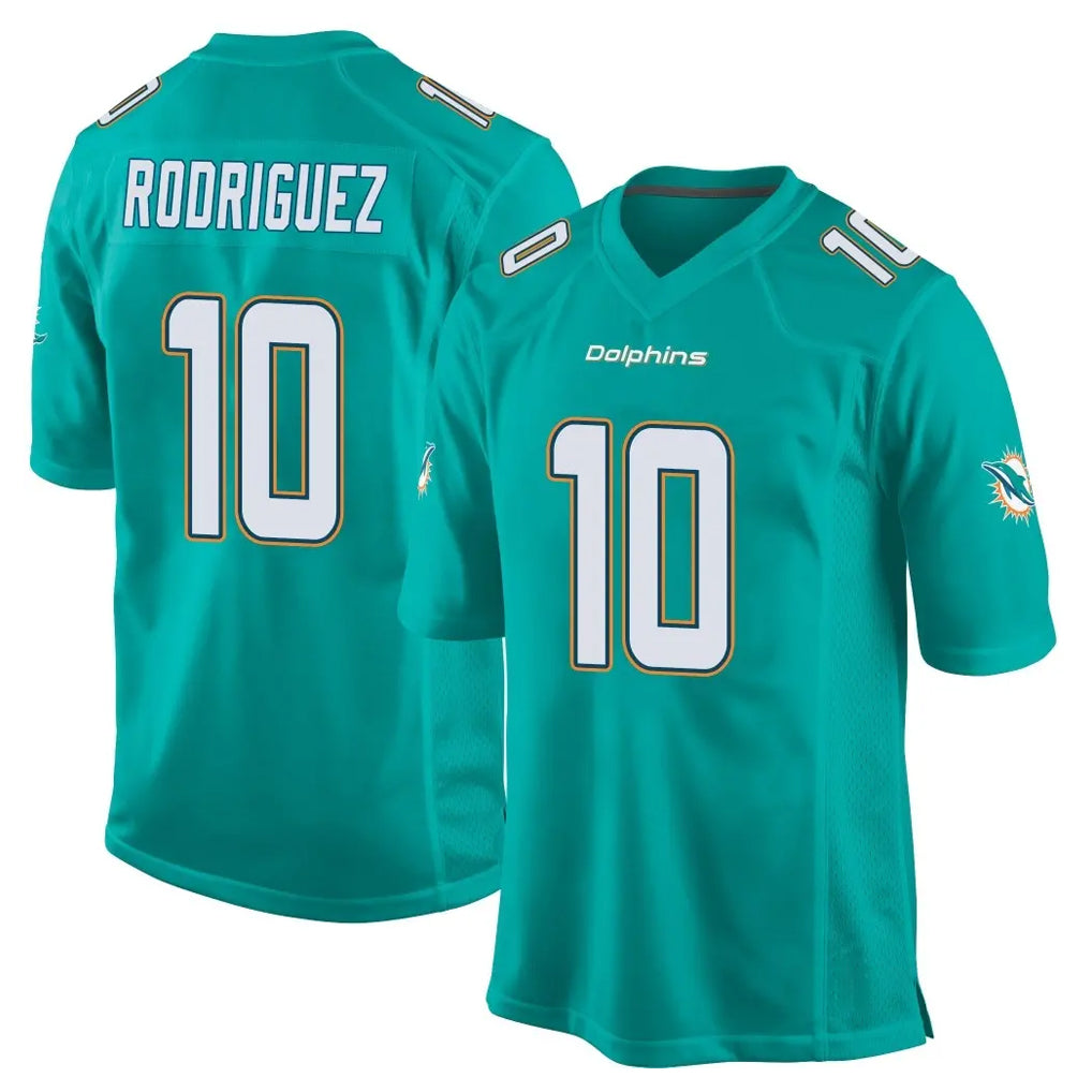 M.Dolphins #10 Jacob Rodriguez Player Aqua Team Color Home Game Ldoa Stitched Jerseys
