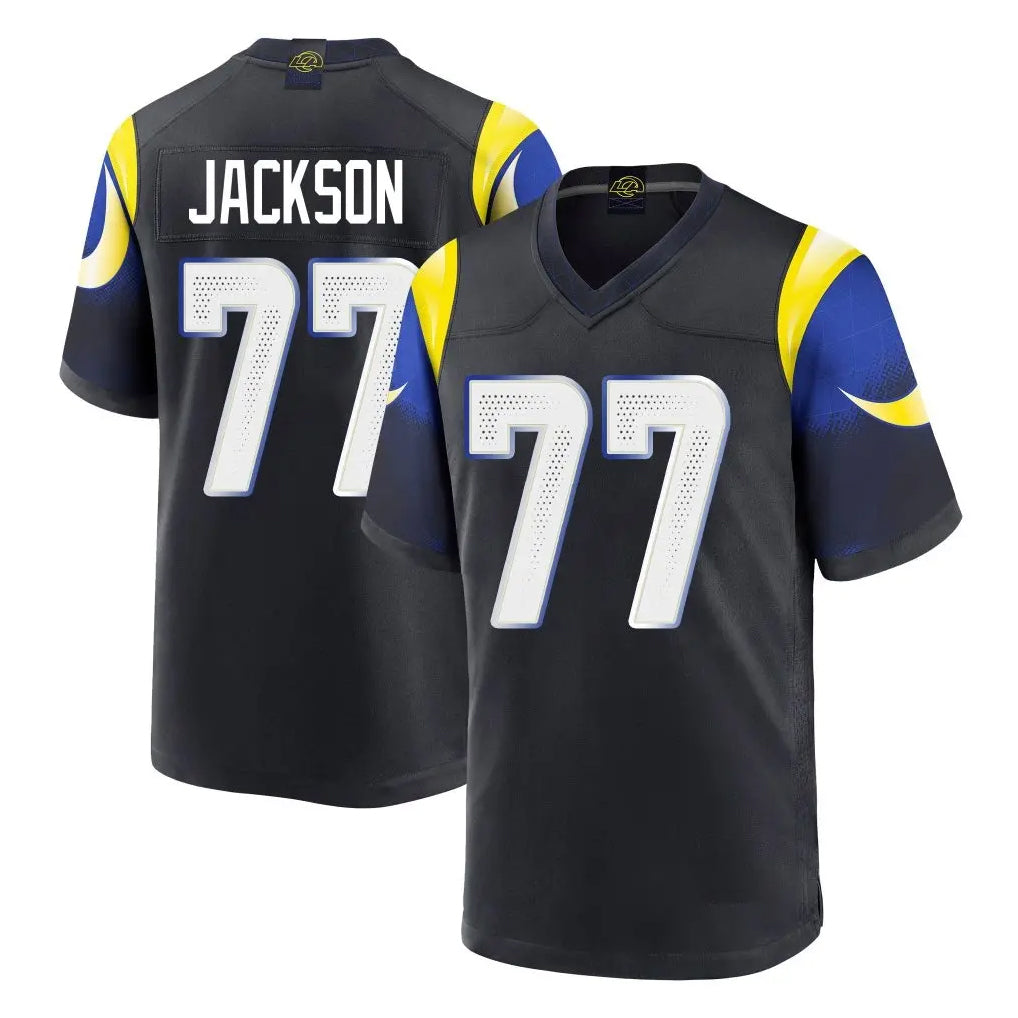 LA.Rams #77 Alaric Jackson Player Black Midnight Rivalries Collection Home Game Ldoa Stitched Jerseys