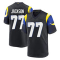 LA.Rams #77 Alaric Jackson Player Black Midnight Rivalries Collection Home Game Ldoa Stitched Jerseys