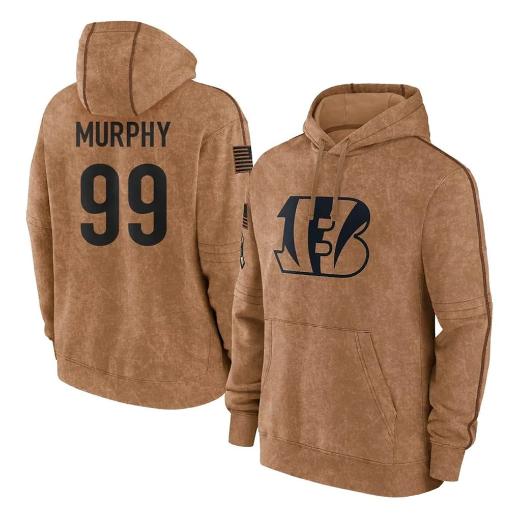 C.Bengals #99 Myles Murphy Player Brown Salute to Service Pullover Hoodie Limited Ldoa Stitched Jerseys