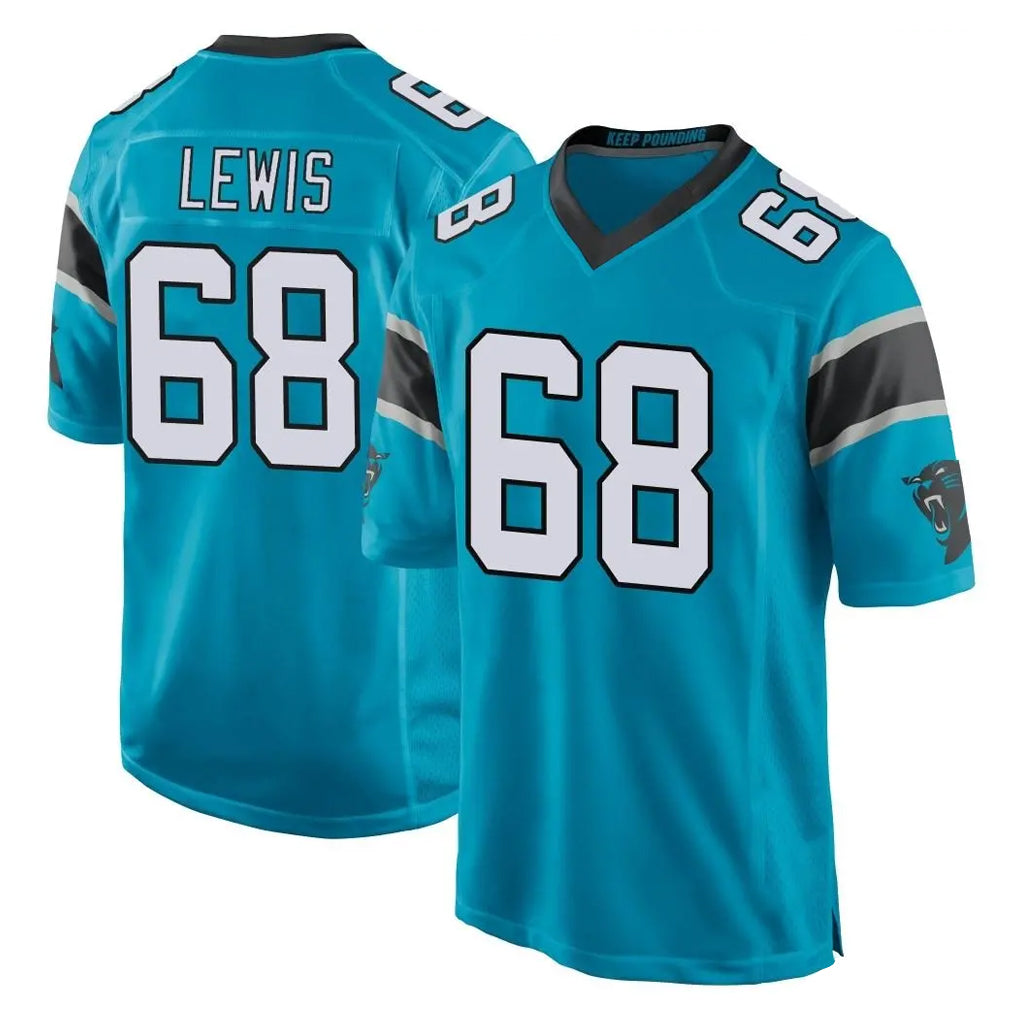 C.Panthers #68 Damien Lewis Player Blue Game Ldoa Stitched Jerseys