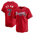 A.Braves #7 Ha-Seong Kim Player Red Limited Home Game Ldoa Stitched Jerseys