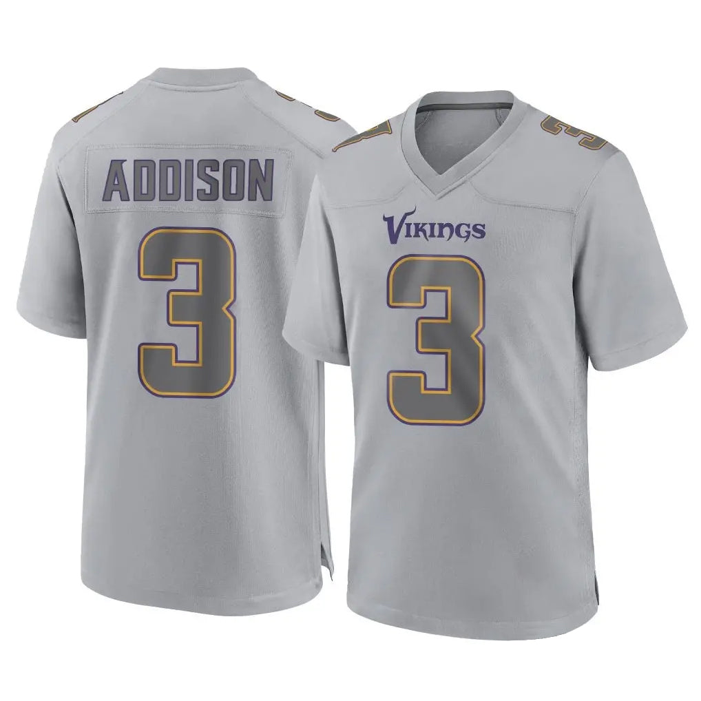 M.Vikings #3 Jordan Addison Player Gray Atmosphere Fashion Home Game Ldoa Stitched Jerseys