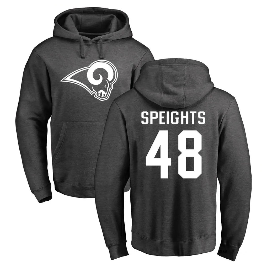 LA.Rams #48 Omar Speights Player Gray Pullover Hoodie Limited Game Ldoa Stitched Jerseys