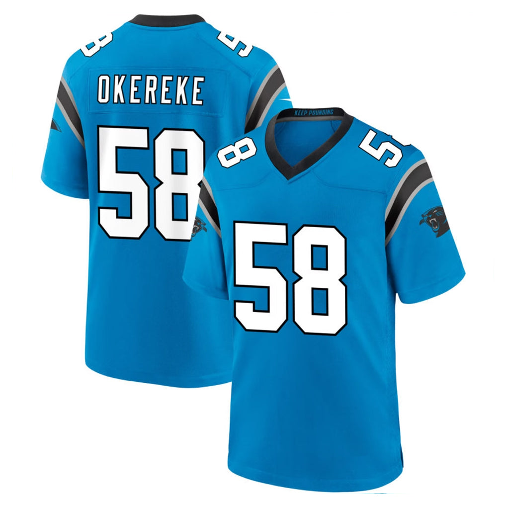 C.Panthers #58 Bobby Okereke Player Blue Home Game Ldoa Stitched Jerseys
