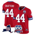 NY.Giants #44 Cam Skattebo Player Red 100th Season & State Patch Vapor Limited Home Game Ldoa Stitched Jerseys