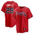 A.Braves #29 John Smoltz Player Red Home Game Ldoa Stitched Jerseys